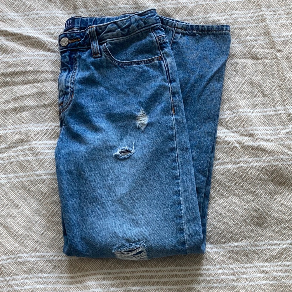 GAP size 14 distressed Girlfriend jeans.